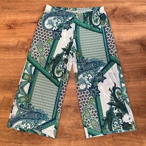 Chicos Womens Wide Leg Pull On Pants Size XL 16 Paisley Boho Stretchy Beach